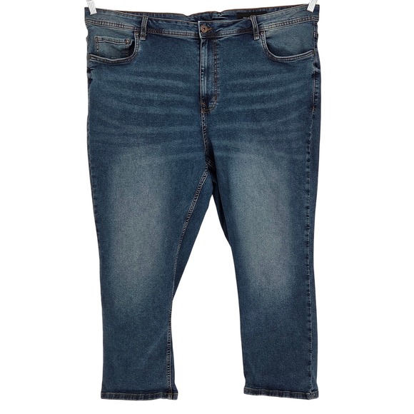 The Perfect Jean NYC Men's 46 x 28 Athletic Fit Jeans Whiskering Dark Wash - Picture 1 of 5